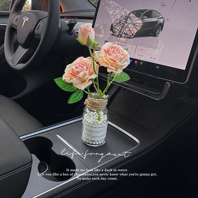 汽车摆件花束法式油画焦边玫瑰氛围车内装饰品适用水杯架车载花瓶,汽车用品/电子/清洗/改装,摆件,淘宝优惠券,粉丝福利购,淘宝优惠卷