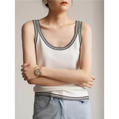 小香风撞色醋酸吊带背心女夏季