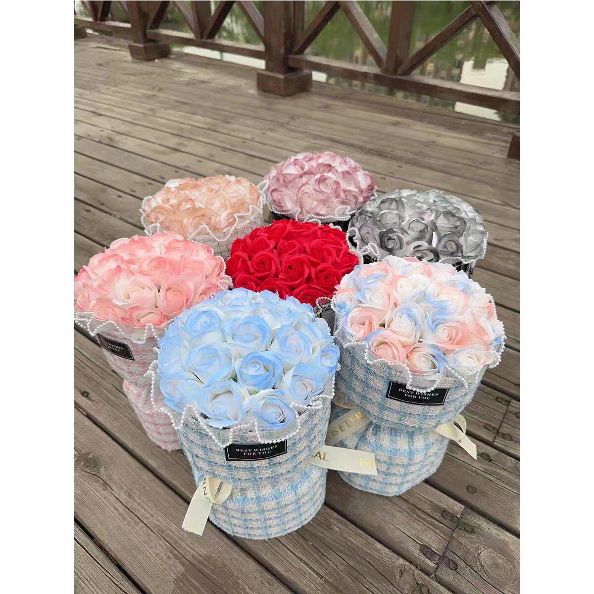 小香风香皂花仿真玫瑰花送女友闺蜜妇女节生日礼物成品永生花花束