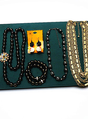 730欧美复古重工中古vintage高端简约琉璃镀真金多层项链手链耳环