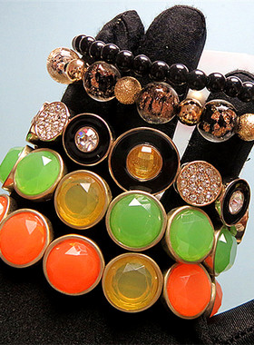 潮牌女合金人造宝石欧美孤品手链