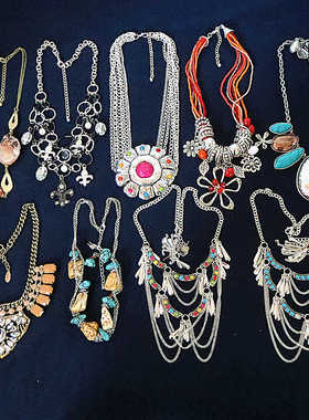 设计感鸢尾花项链欧美复古银女