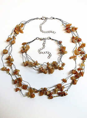 黑色天然石碎石金银百搭锁骨链女