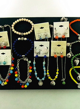 731欧美复古孤品中古重工vintage宝石银色微瑕珍珠打标手链项链女