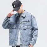 秋冬新款美式复古牛仔夹克男士秋季宽松百搭潮牌牛仔上衣短款外套