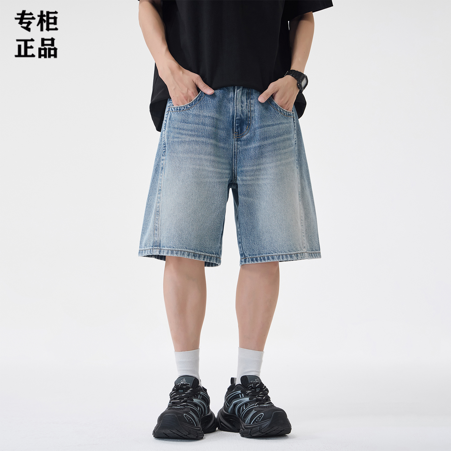 官方正品天丝牛仔短裤男2026新款夏季薄款户外宽松冰丝五分裤子男