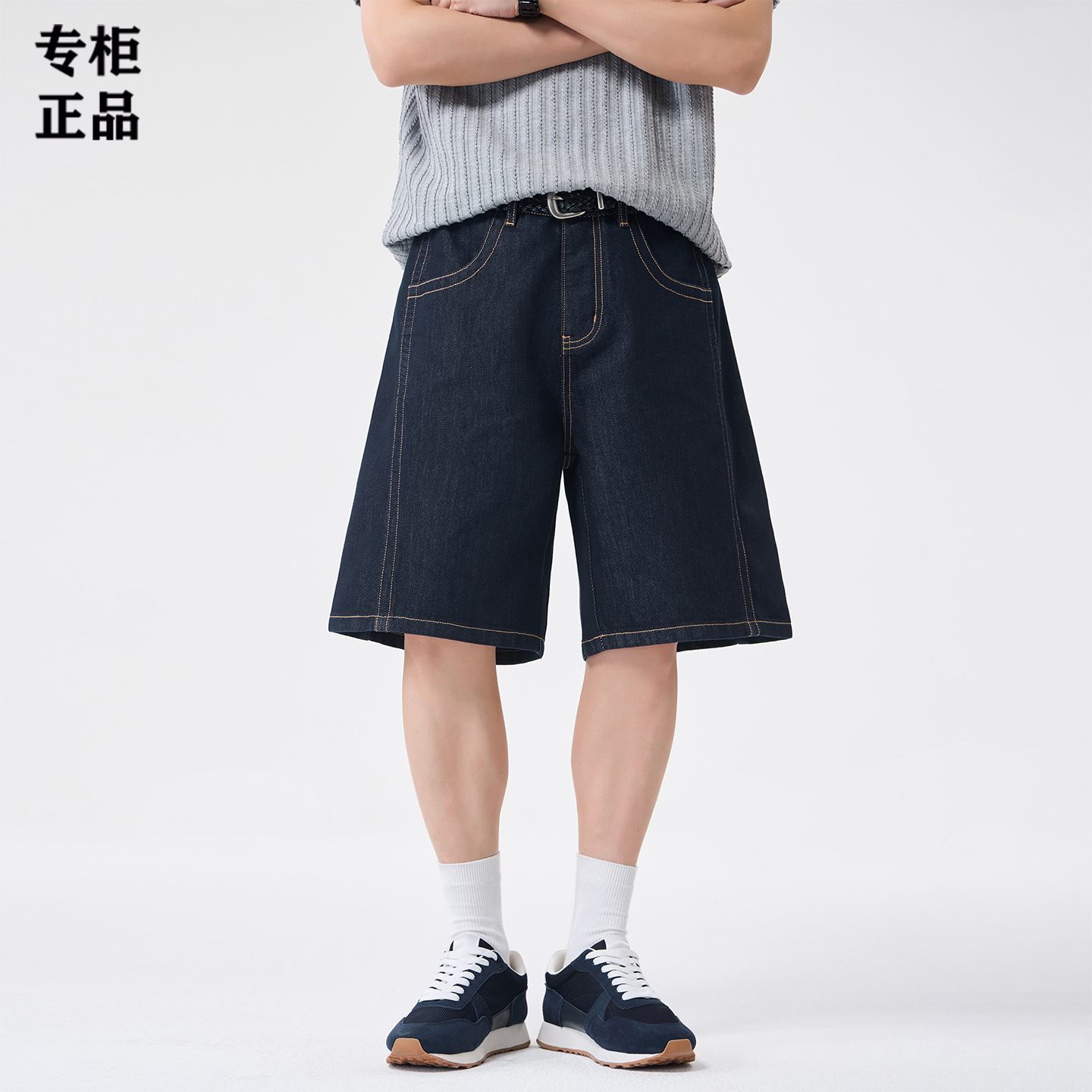 官方正品天丝牛仔短裤男2026夏季薄款原色宽松直筒户外五分中裤子
