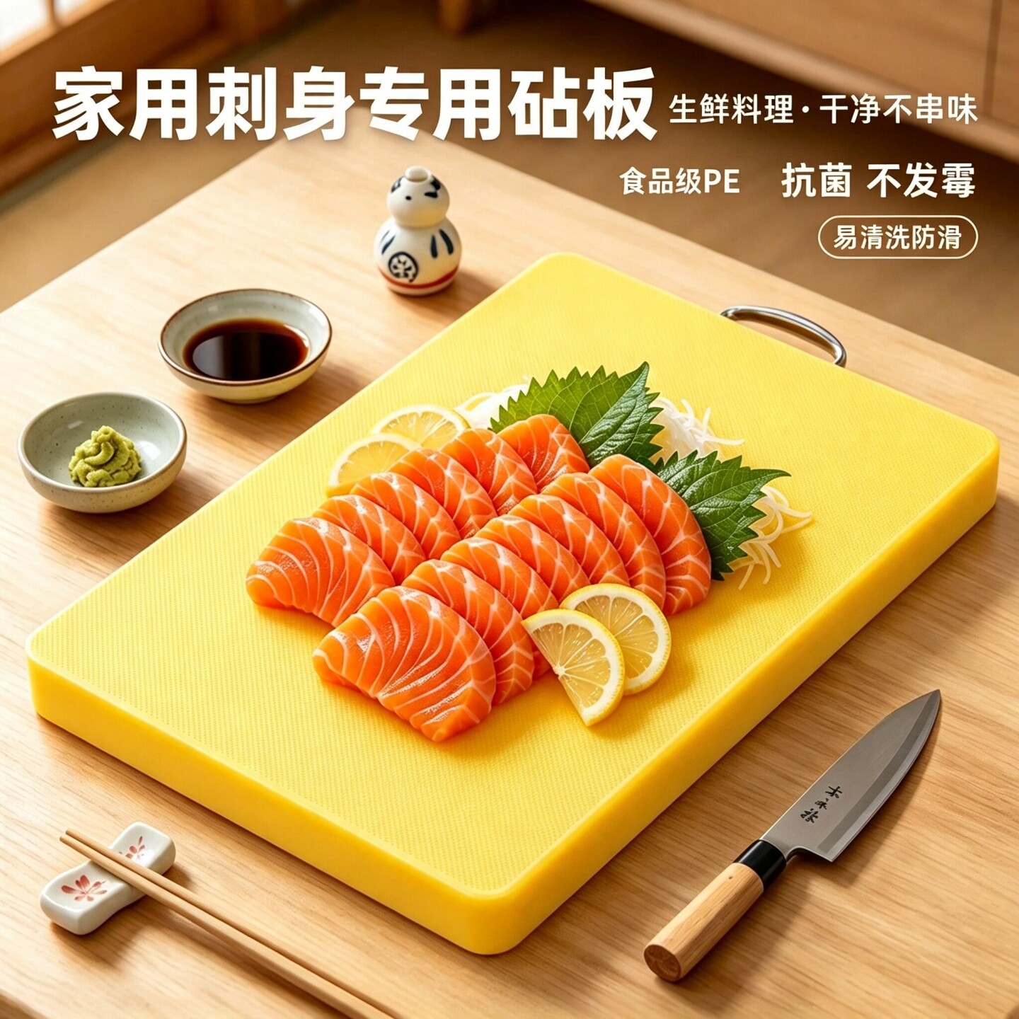 切三文鱼刺身专用砧板日料食品级加厚PE案板切鱼生菜板防霉抗菌板