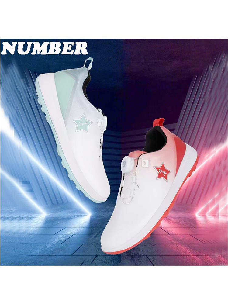 新款Number高尔夫儿童球鞋青少年运动鞋防水防滑耐磨带纽扣免鞋带