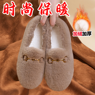加厚秋冬孕妇老北京棉鞋 中老年外穿毛毛鞋 女冬加绒2025新款 豆豆鞋