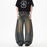 现货A412-DM394-P58-限88-复古蓝弯刀廓形牛仔裤，男装牛仔裤，电商A412