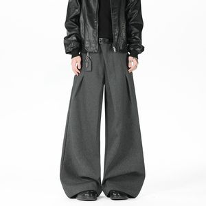 现货A412-DM553-特P54-限价98-打褶斜门襟解构廓形西裤，男装西裤，电商A412