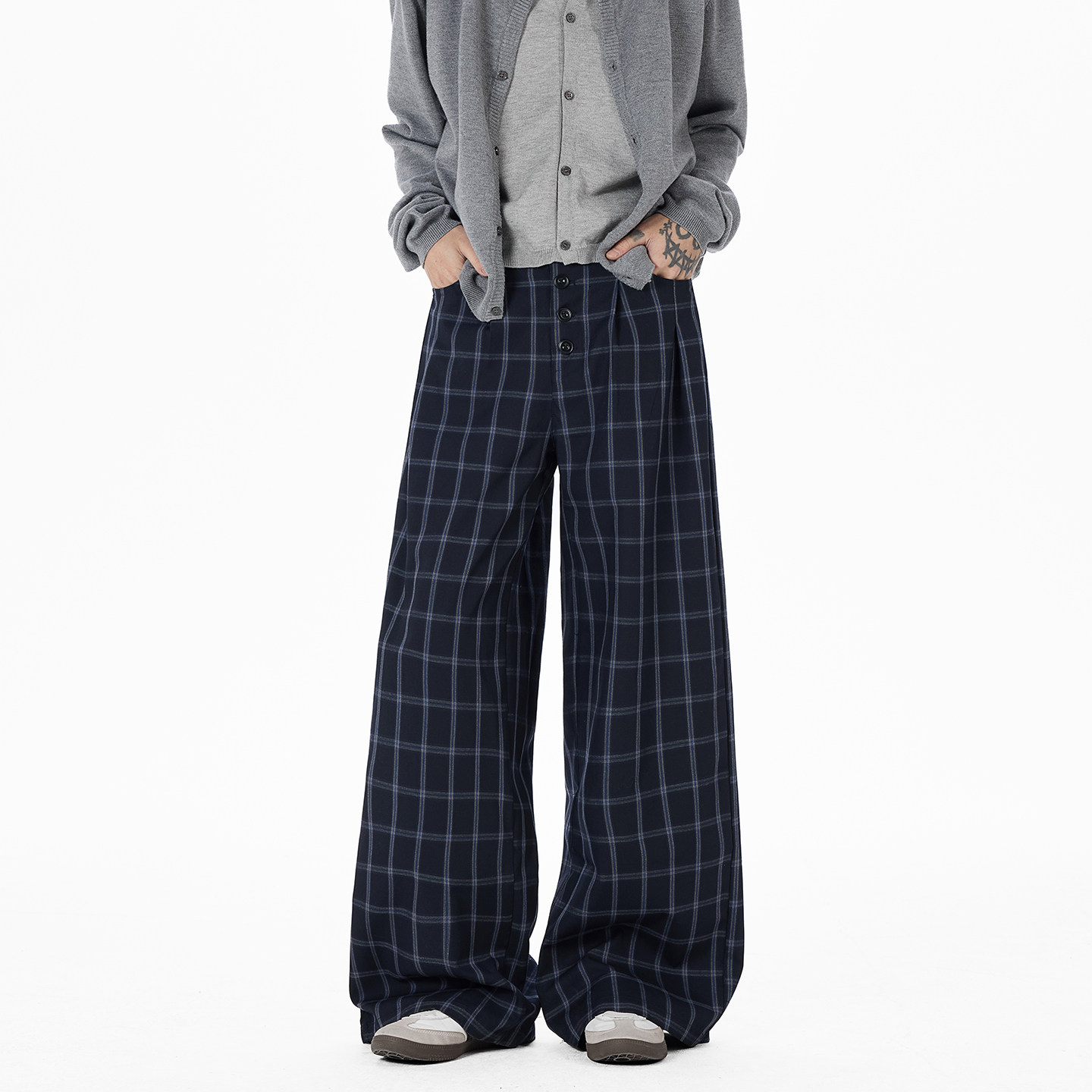 现货A412-DM559-特P45-限价88-复古格纹休闲裤成份100涤纶，男装休闲裤，电商A412