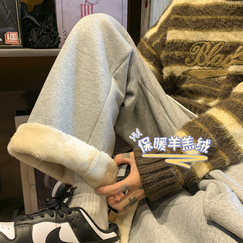 现货直播品质A412-DM47-P53限价78宽松直筒加绒加厚卫裤,男装休闲裤,电商A412