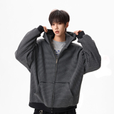 原创现货A412-FM805-特P78-420g条纹连帽开衫拉链卫衣外套，女装短外套，电商A412