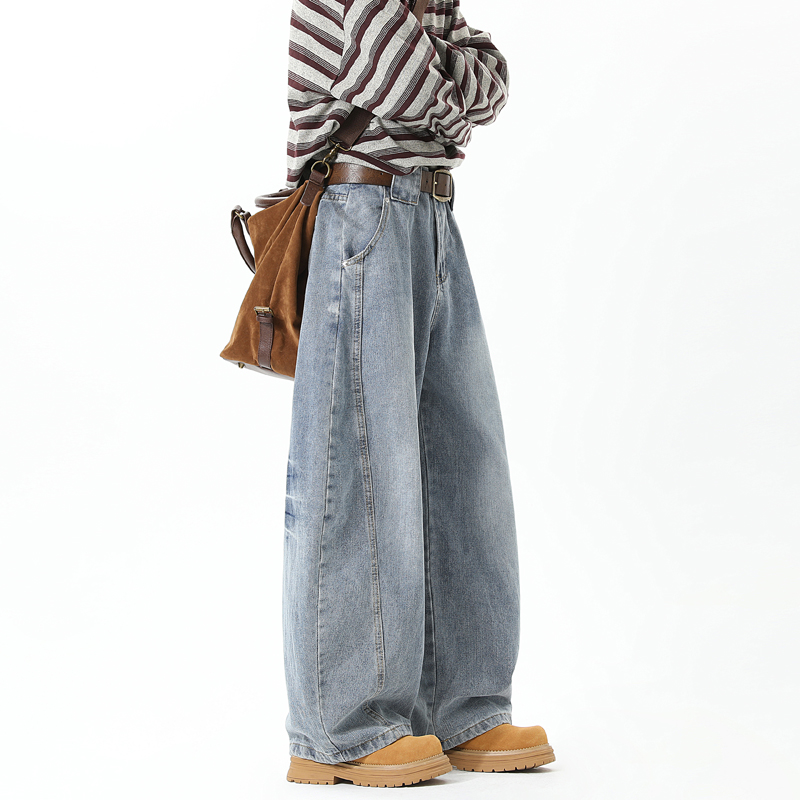 现货5000+DM614-P68-限88-baggy川川也弯刀解构闪电纹阔腿牛仔裤，男装牛仔裤，电商A412