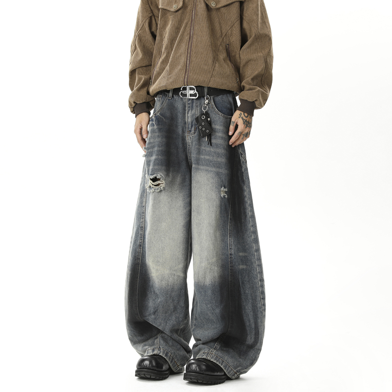 现货1000-A412-DM229-P63-限88-泼墨破洞弯刀阔腿灯笼牛仔裤（2），商品下架区商品下架区，电商A412