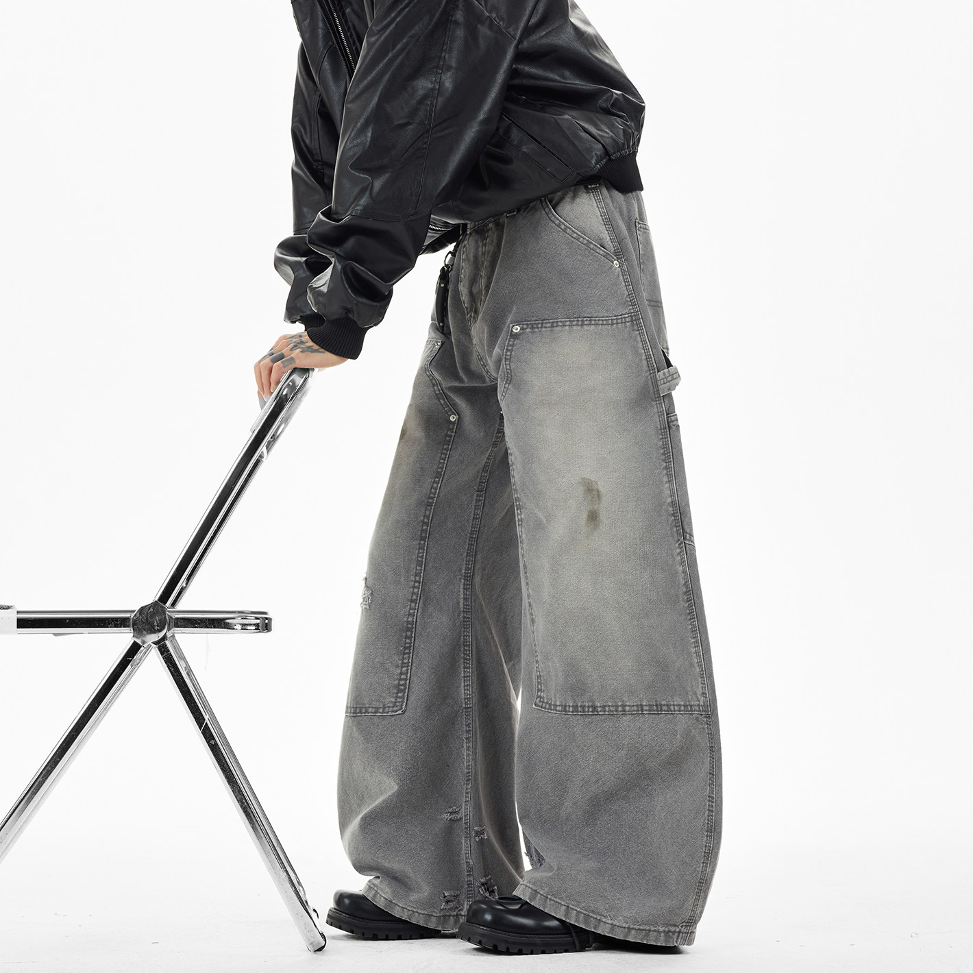 现货A412-DM546-特P55-限价98-做旧破洞脏染牛仔裤，男装牛仔裤，电商A412