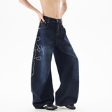 现货A412-DM412-特P48-限88-黑色玫瑰刺绣弯刀牛仔裤，男装牛仔裤，电商A412