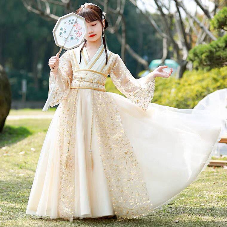 女童汉服春秋2021新款中国风女童古装超仙小女孩唐装襦裙夏装高端