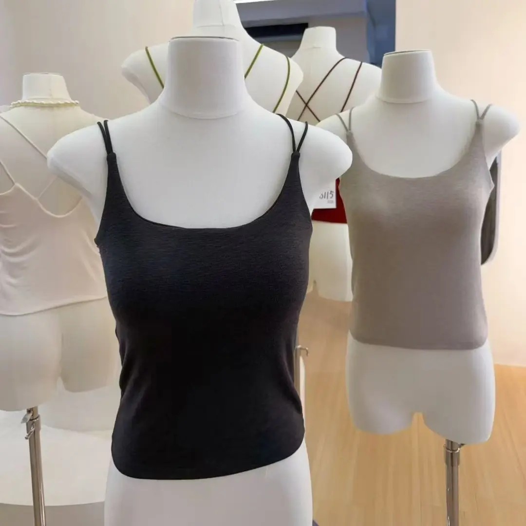遇元服饰店交叉美背纯欲风性感舒适百搭带胸垫显瘦吊带背心女士款