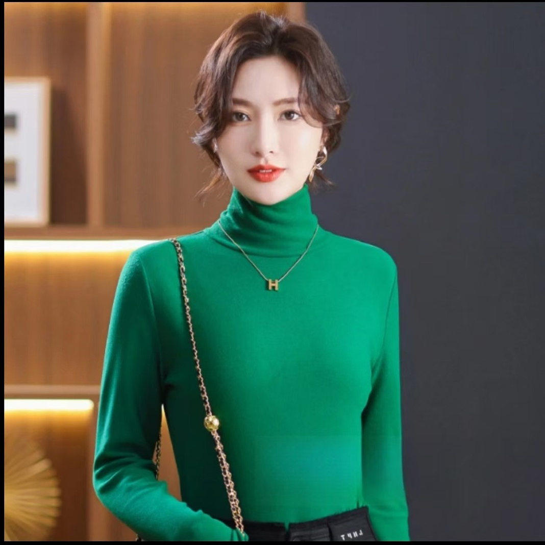 凡卓洋气减龄双面澳绒安可拉红高领打底衫女秋冬百搭气质修身内搭