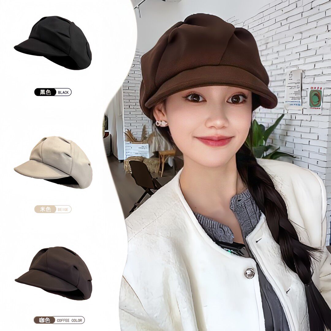 Lu美琳买帽子一帽多戴时尚百搭秋款显脸小八角前进贝雷帽女抖音款