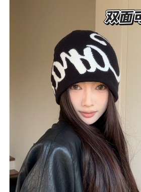 金大发耶A078秋冬冷帽秋冬季针织帽圆顶帽子运动休闲时尚字母帽女