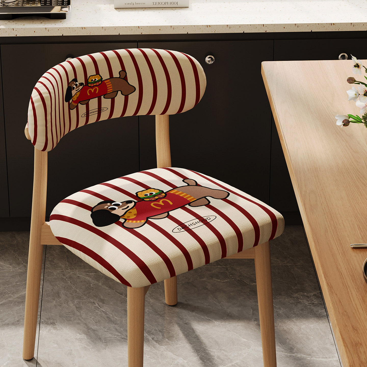 牛角椅套四季通用餐桌椅套罩实木椅全包保护套分体椅子靠背防尘罩