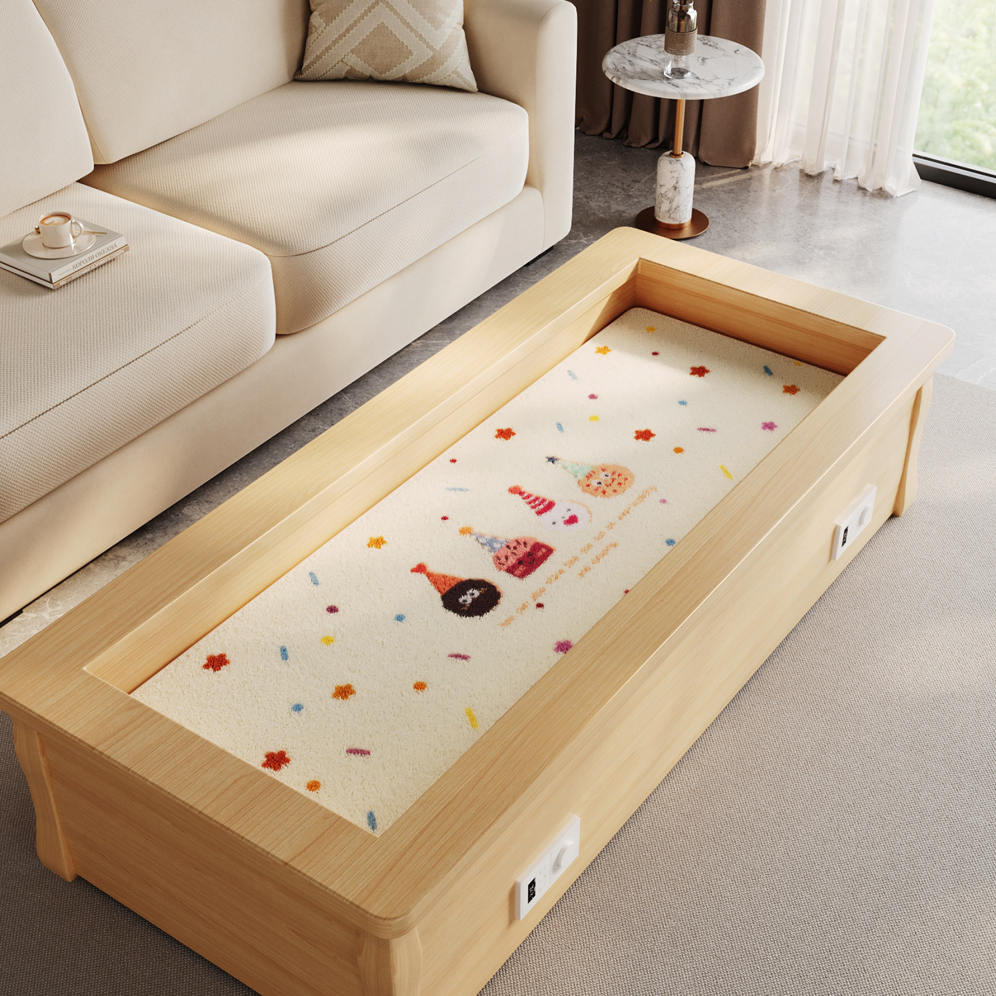 火箱垫子长方形烤火箱内垫加绒耐高温地垫烤火炉脚踏垫电火桶脚垫