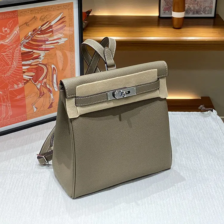 高级真皮双肩包凯莉包经典款ado双肩togo头层牛皮网红ins同款背包