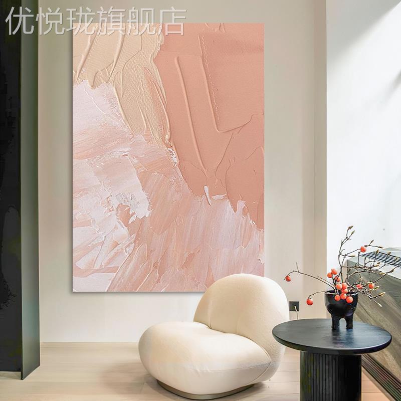 网红大芬画村关象客厅装饰画奶油风手绘油画玄沙背抽景墙肌发理油图片