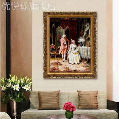 网红西壁画店大厅挂包房墙酒画玄关画卧室美方宫廷人物贵族油欧画