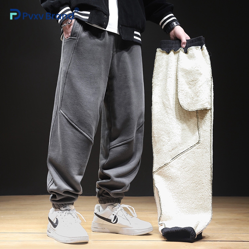 仿羊羔绒男冬季加大码宽松束脚裤