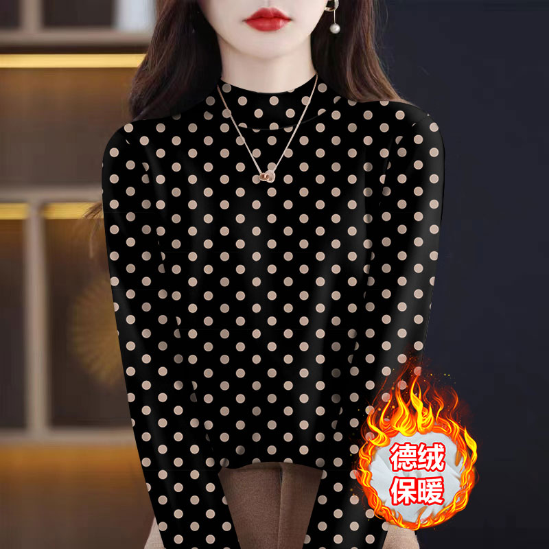 清仓捡漏~中年妈妈秋冬装新款德绒打底衫女半高领显瘦长袖上衣潮