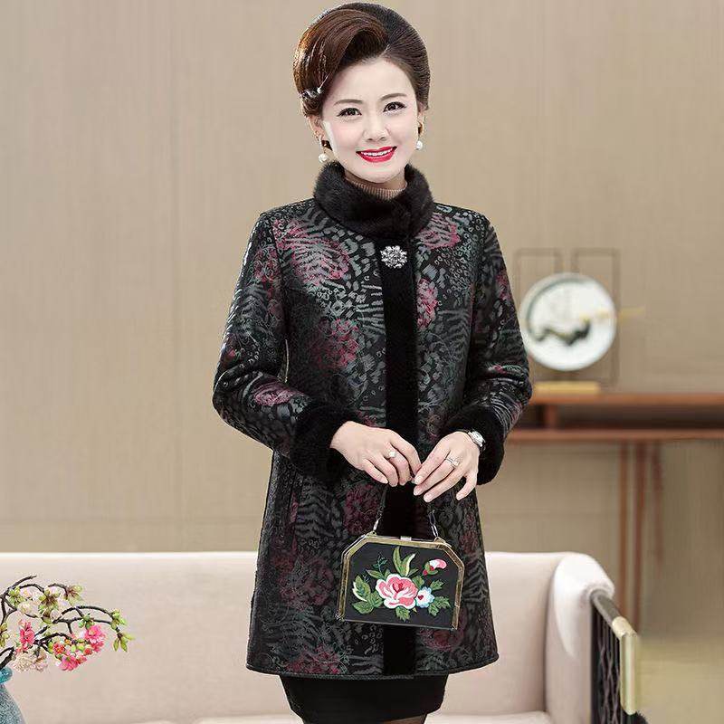 气质款大衣时尚加绒保暖秋冬女士百搭复古中长款外套新款宽松袖扣