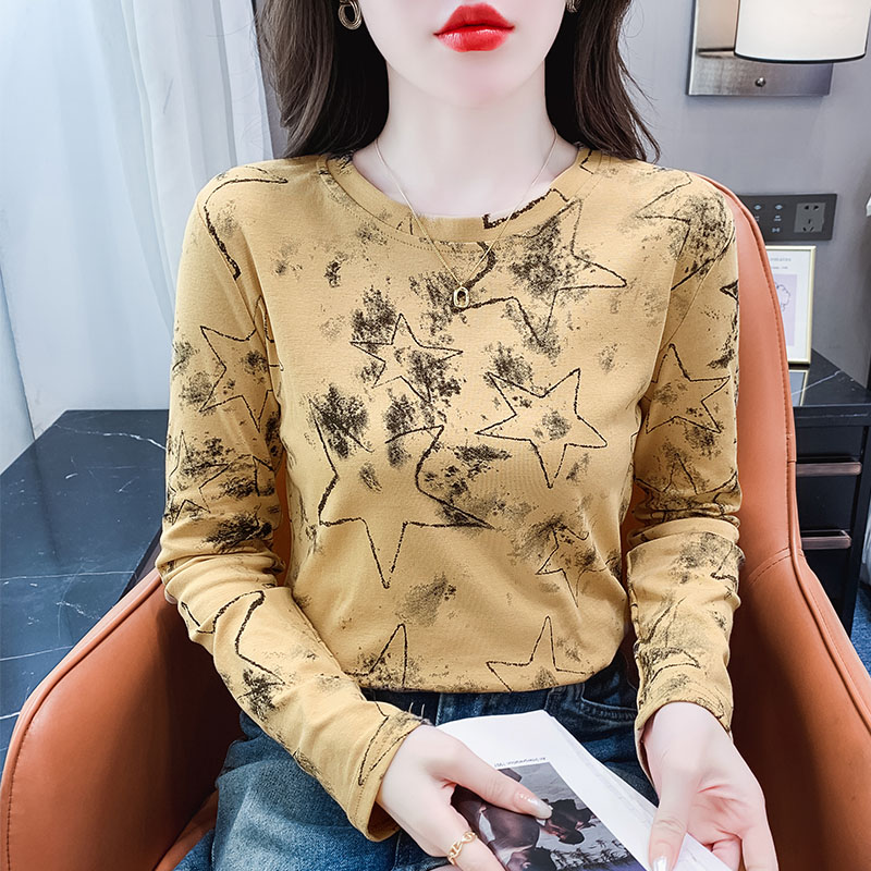 广州十三行高端爆款~秋长袖圆领打底衫女2025新款遮肚T恤女上衣潮