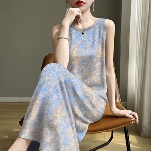 背心吊带中长款 2025夏季 减龄遮肚妈妈装 修身 睡裙外穿连衣裙女 新款
