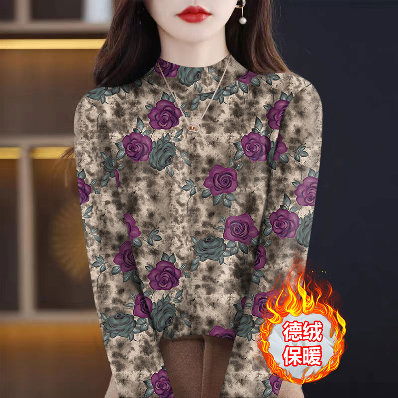深圳南油轻奢高端货~半高领长袖T恤女秋冬减龄百搭修身保暖打底衫