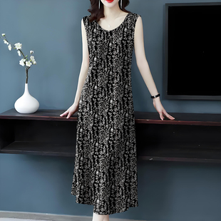 背心吊带中长款 气质遮肚妈妈装 连衣裙女 修身 广州十三行高端爆款