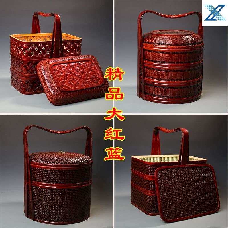 食盒中式仿古提篮多层保温送饭篮子手提老式保温饭盒提饭篮子防撒
