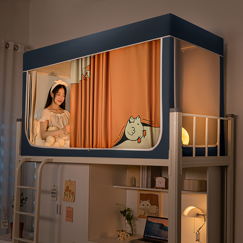 涂层强遮光蚊帐学生宿舍s床帘一体式三开门寝室单人上下铺通用窗