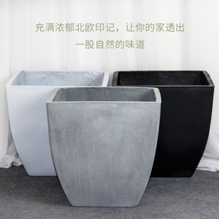 家用正方形水泥花盆镁泥北欧简约特大号户外阳台种U菜绿植种植花