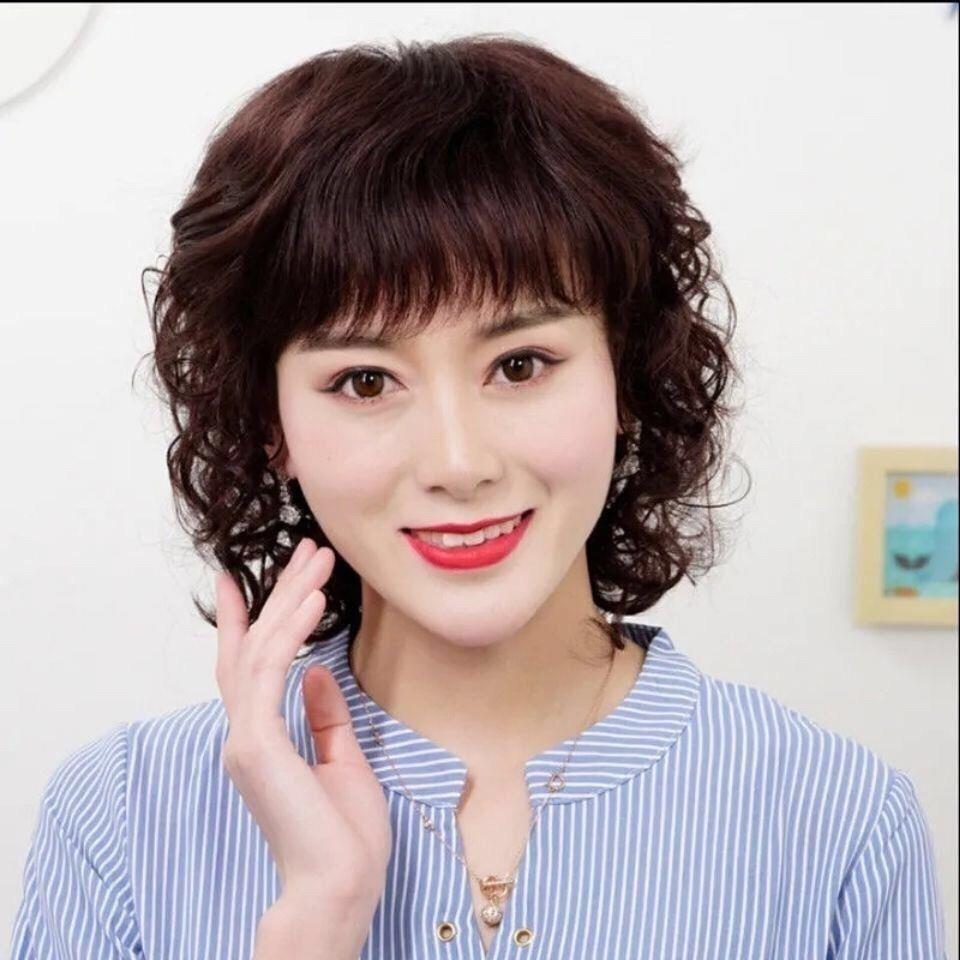 假发女短发真发无品牌/长卷蓬发气质全头套中老全年妈妈透气松逼