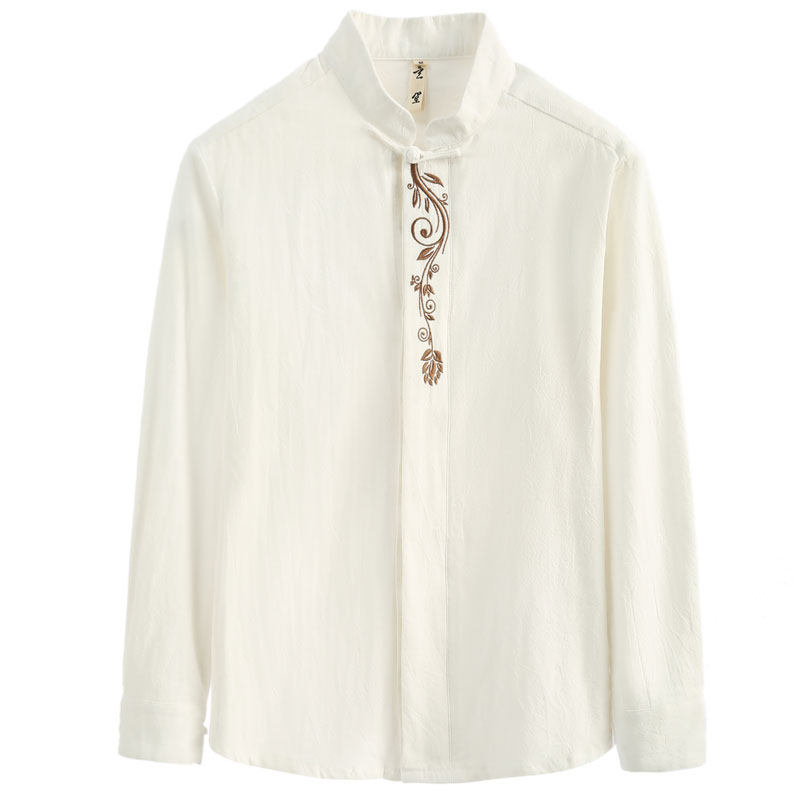 秋季唐装男衬衣中式复古改良打底衫棉麻刺绣长袖衬衫男中国风男装,男装,唐装,淘宝优惠券,粉丝福利购,淘宝优惠卷