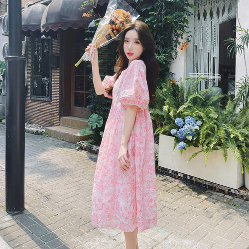 孕妇装别致绝美碎花连o衣裙夏季2023新款法式复古宽松温柔风连衣