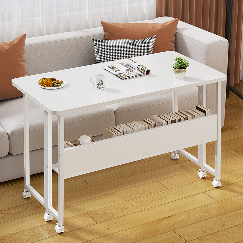 可折叠书桌书柜一体小户型家用移动床边桌子学生伸缩个性创意书桌