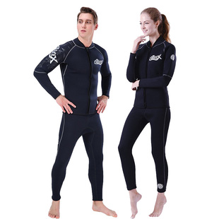 3/5mm加绒加厚防寒保暖胶衣长袖长裤分体湿式R潜水服男女冬泳泳衣
