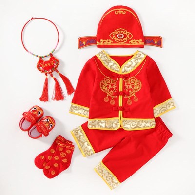 宝宝周岁礼服男女春秋满月u百天一周岁抓周夏款衣服婴儿状元唐装