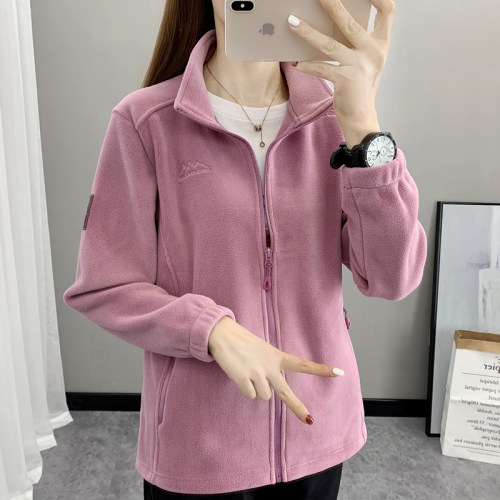 户外抓绒衣d女秋冬加绒加厚保暖立领开衫外套冲锋内胆摇粒绒卫衣